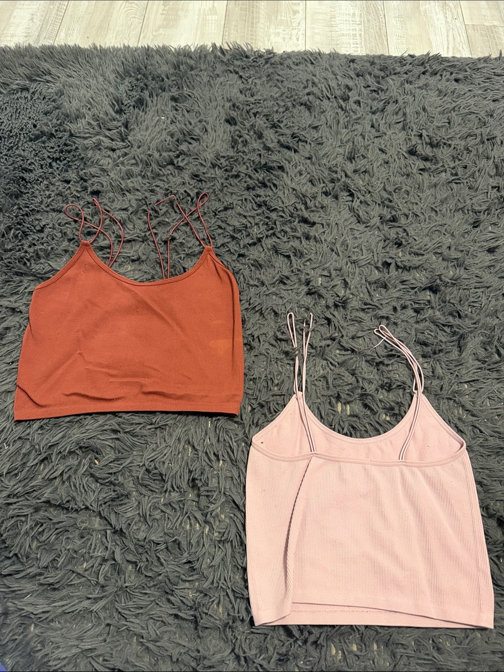 Bozzolo Double-Strap Camisole Set in Rust and Light Pink